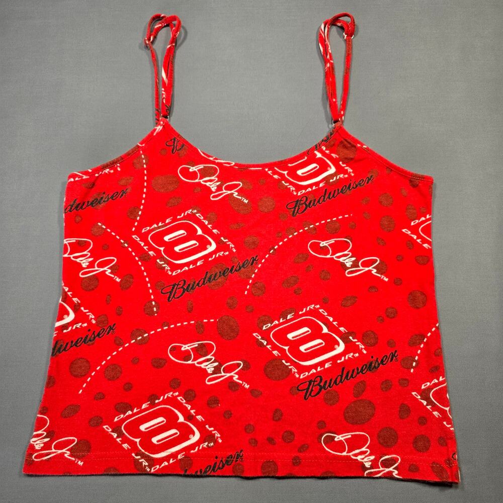 Winner's Circle Red Tank NASCAR Dale Jr Graphic Strappy Crop Top Women's Size M